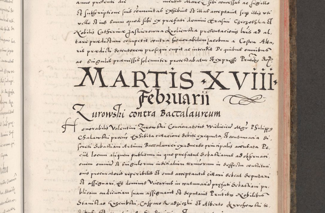 Zdjęcie nr 323 dla obiektu archiwalnego: Acta actorum causarum, sententiarum tam diffinitivarum quam interloquutoriarum, decretorum, obligationum, quietationum, constitutionum procuratorum etc. coram reverendo domino Martino Izdbienski de Russiecz archidiacono Posnaniensi, custode et in spiritualibus vicario generali Cracoviensi, ad annum Domini millesimum quingesimum sexagesimum quintum, cuius indictio octava, pontificatus Pii pape, annus sextus, continuantur