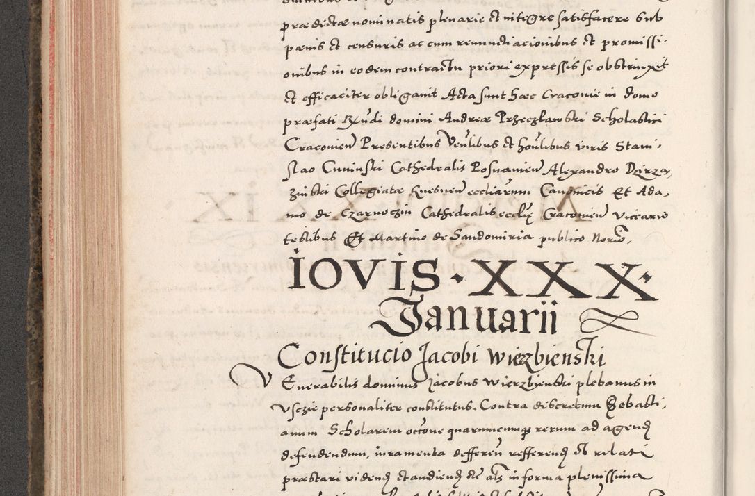 Zdjęcie nr 300 dla obiektu archiwalnego: Acta actorum causarum, sententiarum tam diffinitivarum quam interloquutoriarum, decretorum, obligationum, quietationum, constitutionum procuratorum etc. coram reverendo domino Martino Izdbienski de Russiecz archidiacono Posnaniensi, custode et in spiritualibus vicario generali Cracoviensi, ad annum Domini millesimum quingesimum sexagesimum quintum, cuius indictio octava, pontificatus Pii pape, annus sextus, continuantur