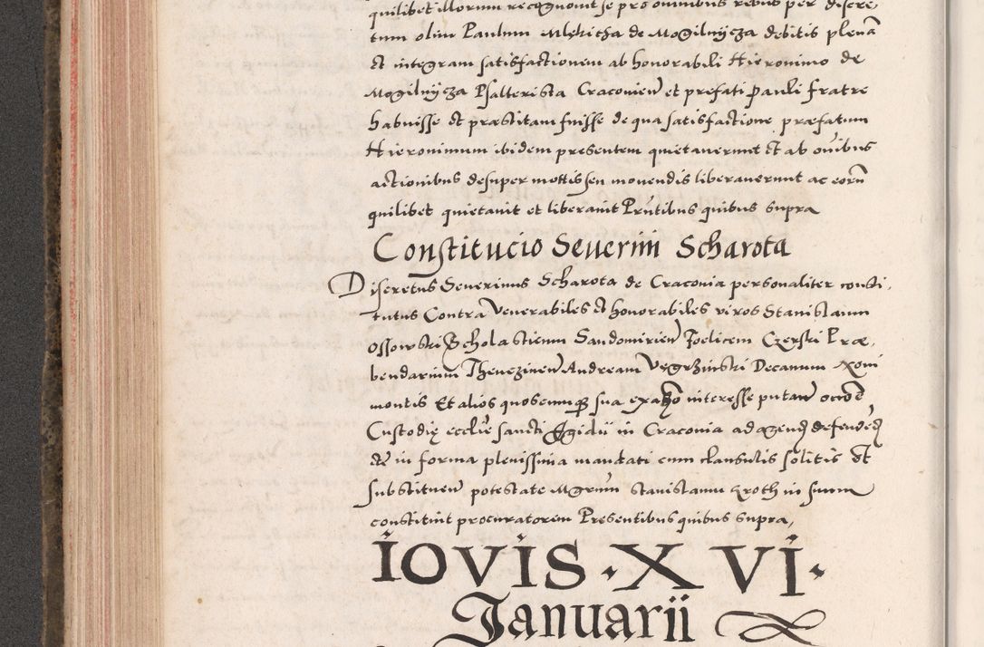 Zdjęcie nr 282 dla obiektu archiwalnego: Acta actorum causarum, sententiarum tam diffinitivarum quam interloquutoriarum, decretorum, obligationum, quietationum, constitutionum procuratorum etc. coram reverendo domino Martino Izdbienski de Russiecz archidiacono Posnaniensi, custode et in spiritualibus vicario generali Cracoviensi, ad annum Domini millesimum quingesimum sexagesimum quintum, cuius indictio octava, pontificatus Pii pape, annus sextus, continuantur
