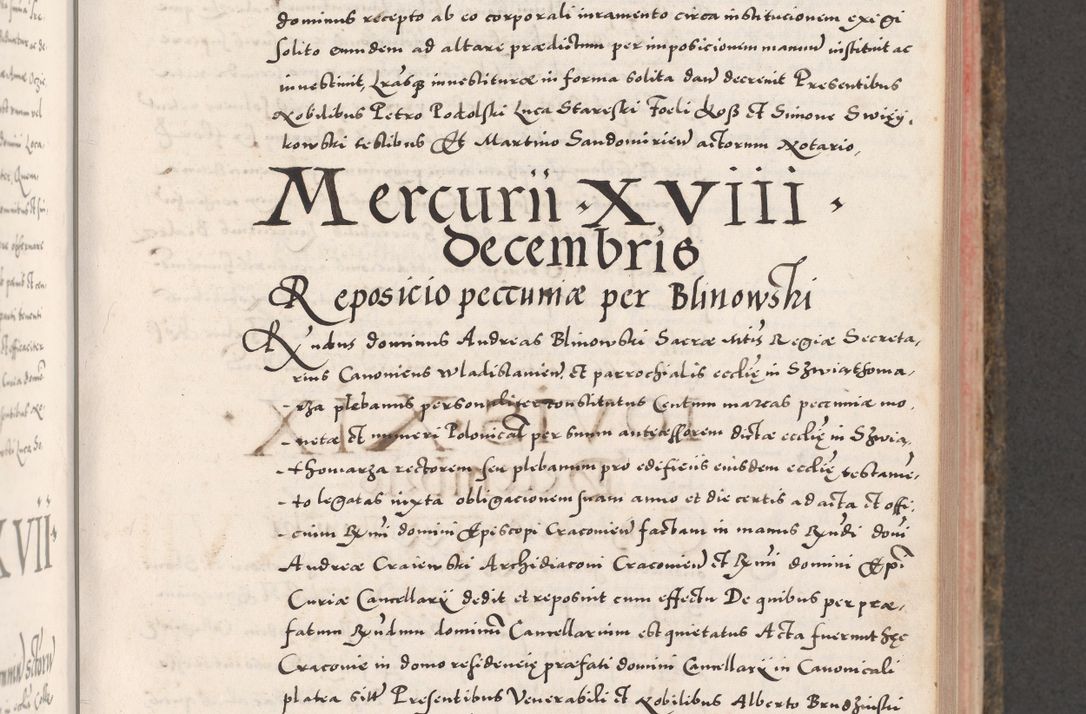 Zdjęcie nr 275 dla obiektu archiwalnego: Acta actorum causarum, sententiarum tam diffinitivarum quam interloquutoriarum, decretorum, obligationum, quietationum, constitutionum procuratorum etc. coram reverendo domino Martino Izdbienski de Russiecz archidiacono Posnaniensi, custode et in spiritualibus vicario generali Cracoviensi, ad annum Domini millesimum quingesimum sexagesimum quintum, cuius indictio octava, pontificatus Pii pape, annus sextus, continuantur
