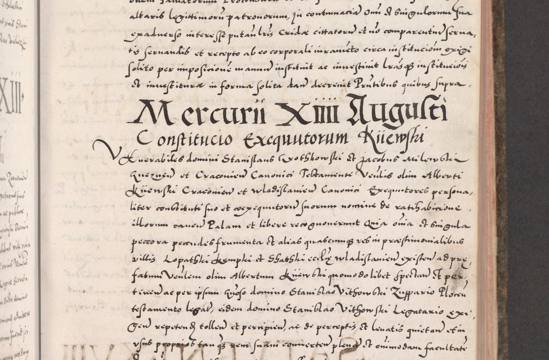 Zdjęcie nr 213 dla obiektu archiwalnego: Acta actorum causarum, sententiarum tam diffinitivarum quam interloquutoriarum, decretorum, obligationum, quietationum, constitutionum procuratorum etc. coram reverendo domino Martino Izdbienski de Russiecz archidiacono Posnaniensi, custode et in spiritualibus vicario generali Cracoviensi, ad annum Domini millesimum quingesimum sexagesimum quintum, cuius indictio octava, pontificatus Pii pape, annus sextus, continuantur