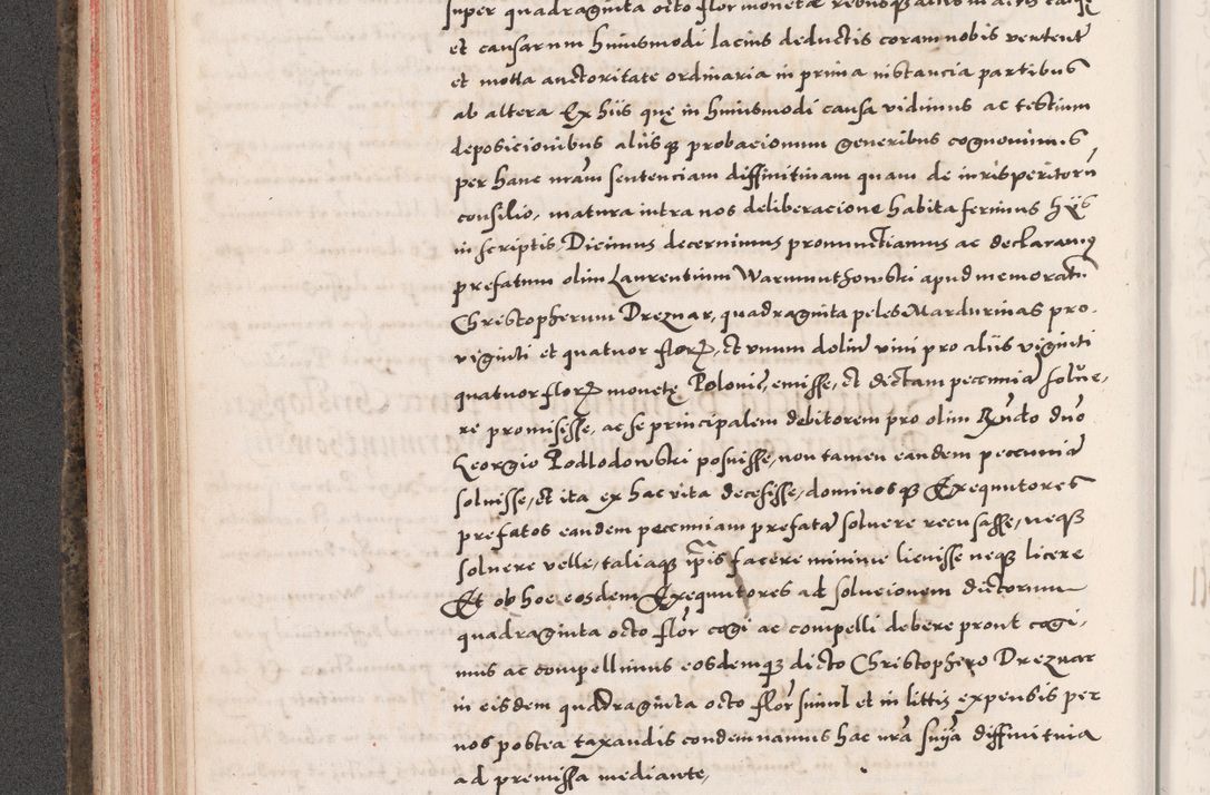 Zdjęcie nr 208 dla obiektu archiwalnego: Acta actorum causarum, sententiarum tam diffinitivarum quam interloquutoriarum, decretorum, obligationum, quietationum, constitutionum procuratorum etc. coram reverendo domino Martino Izdbienski de Russiecz archidiacono Posnaniensi, custode et in spiritualibus vicario generali Cracoviensi, ad annum Domini millesimum quingesimum sexagesimum quintum, cuius indictio octava, pontificatus Pii pape, annus sextus, continuantur