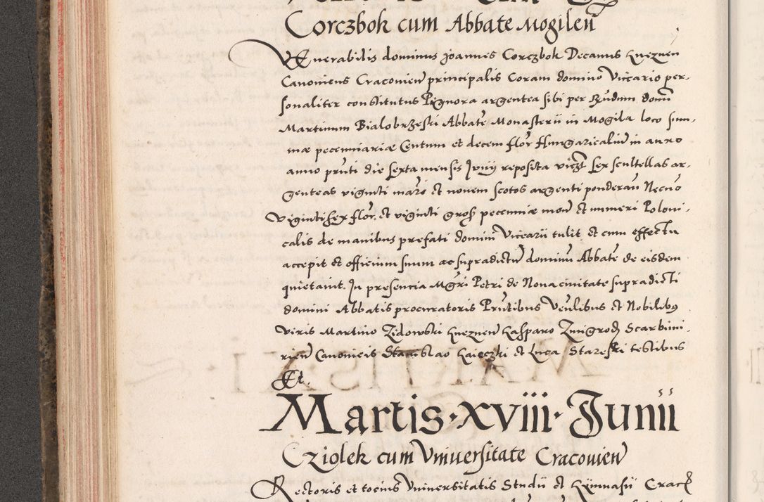 Zdjęcie nr 198 dla obiektu archiwalnego: Acta actorum causarum, sententiarum tam diffinitivarum quam interloquutoriarum, decretorum, obligationum, quietationum, constitutionum procuratorum etc. coram reverendo domino Martino Izdbienski de Russiecz archidiacono Posnaniensi, custode et in spiritualibus vicario generali Cracoviensi, ad annum Domini millesimum quingesimum sexagesimum quintum, cuius indictio octava, pontificatus Pii pape, annus sextus, continuantur