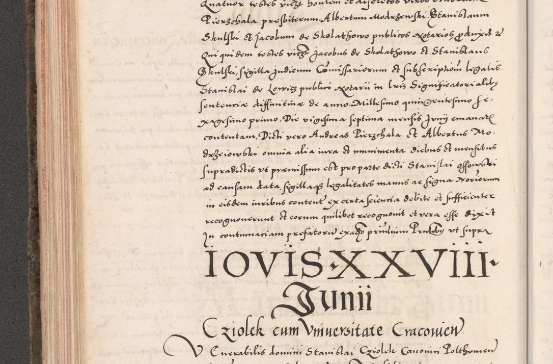 Zdjęcie nr 200 dla obiektu archiwalnego: Acta actorum causarum, sententiarum tam diffinitivarum quam interloquutoriarum, decretorum, obligationum, quietationum, constitutionum procuratorum etc. coram reverendo domino Martino Izdbienski de Russiecz archidiacono Posnaniensi, custode et in spiritualibus vicario generali Cracoviensi, ad annum Domini millesimum quingesimum sexagesimum quintum, cuius indictio octava, pontificatus Pii pape, annus sextus, continuantur