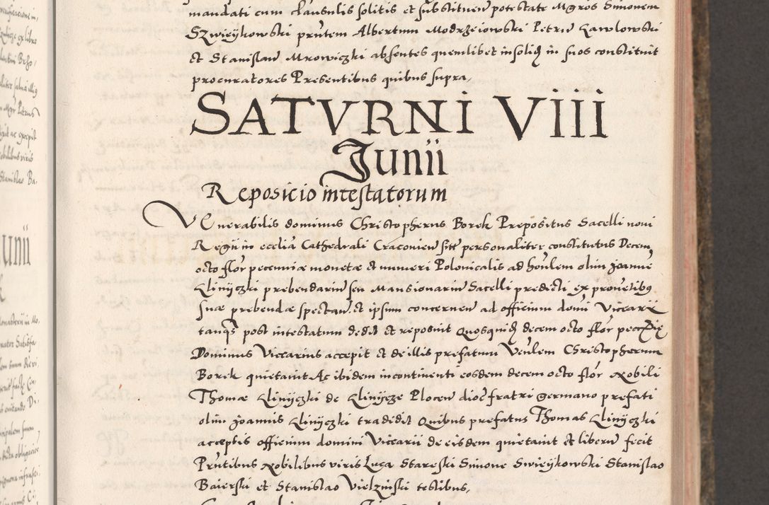 Zdjęcie nr 193 dla obiektu archiwalnego: Acta actorum causarum, sententiarum tam diffinitivarum quam interloquutoriarum, decretorum, obligationum, quietationum, constitutionum procuratorum etc. coram reverendo domino Martino Izdbienski de Russiecz archidiacono Posnaniensi, custode et in spiritualibus vicario generali Cracoviensi, ad annum Domini millesimum quingesimum sexagesimum quintum, cuius indictio octava, pontificatus Pii pape, annus sextus, continuantur