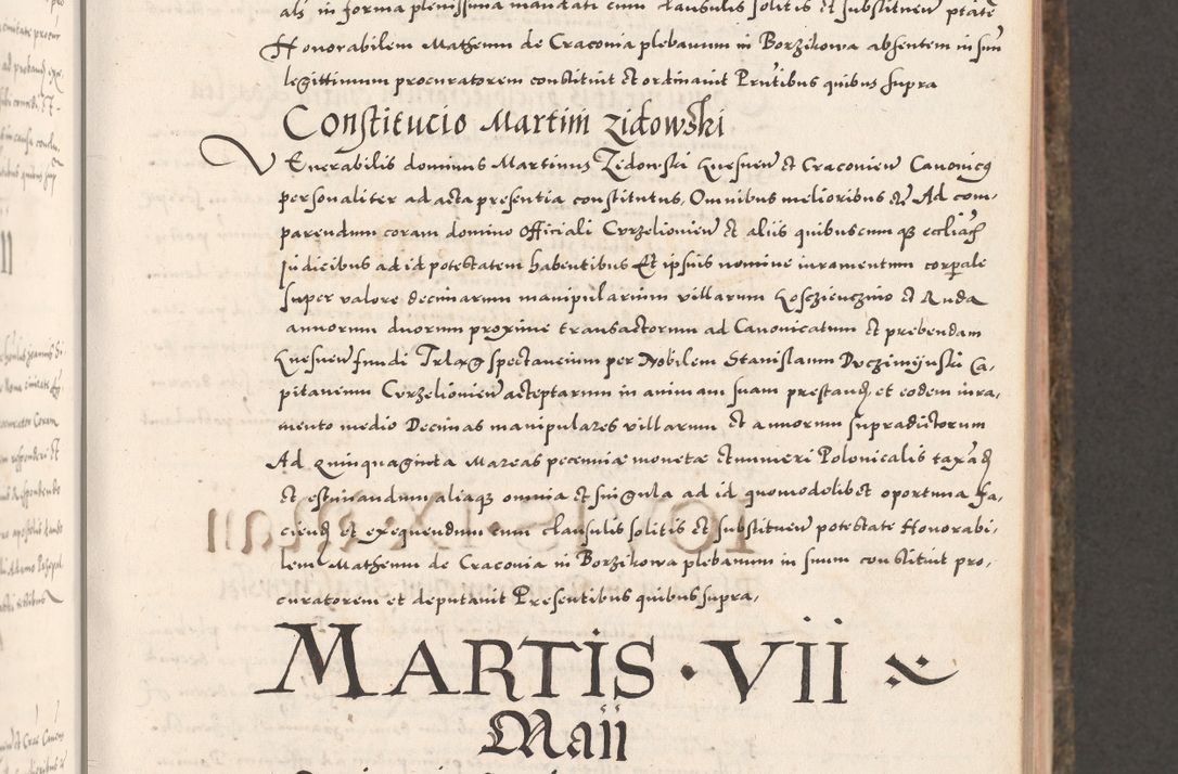 Zdjęcie nr 183 dla obiektu archiwalnego: Acta actorum causarum, sententiarum tam diffinitivarum quam interloquutoriarum, decretorum, obligationum, quietationum, constitutionum procuratorum etc. coram reverendo domino Martino Izdbienski de Russiecz archidiacono Posnaniensi, custode et in spiritualibus vicario generali Cracoviensi, ad annum Domini millesimum quingesimum sexagesimum quintum, cuius indictio octava, pontificatus Pii pape, annus sextus, continuantur