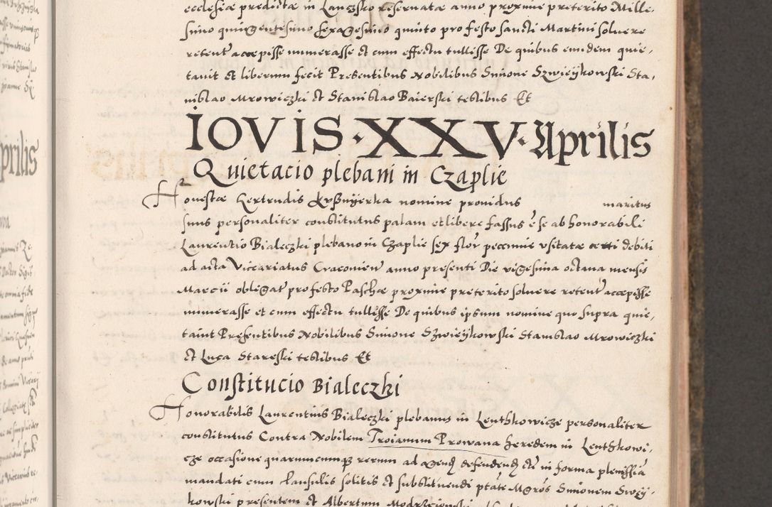 Zdjęcie nr 179 dla obiektu archiwalnego: Acta actorum causarum, sententiarum tam diffinitivarum quam interloquutoriarum, decretorum, obligationum, quietationum, constitutionum procuratorum etc. coram reverendo domino Martino Izdbienski de Russiecz archidiacono Posnaniensi, custode et in spiritualibus vicario generali Cracoviensi, ad annum Domini millesimum quingesimum sexagesimum quintum, cuius indictio octava, pontificatus Pii pape, annus sextus, continuantur