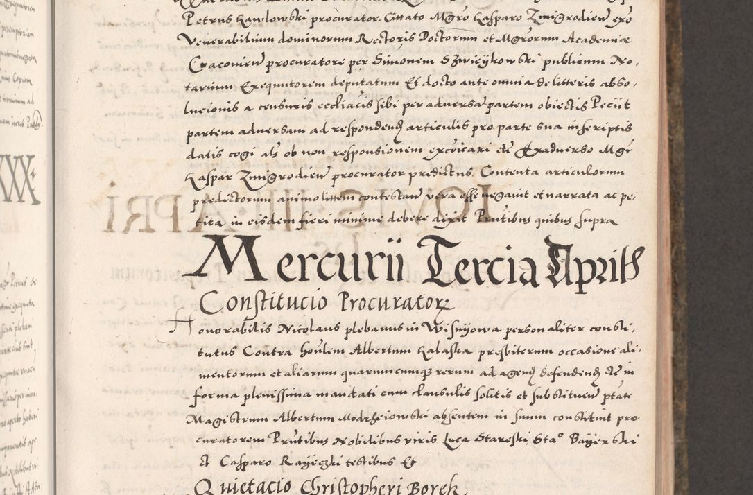 Zdjęcie nr 173 dla obiektu archiwalnego: Acta actorum causarum, sententiarum tam diffinitivarum quam interloquutoriarum, decretorum, obligationum, quietationum, constitutionum procuratorum etc. coram reverendo domino Martino Izdbienski de Russiecz archidiacono Posnaniensi, custode et in spiritualibus vicario generali Cracoviensi, ad annum Domini millesimum quingesimum sexagesimum quintum, cuius indictio octava, pontificatus Pii pape, annus sextus, continuantur