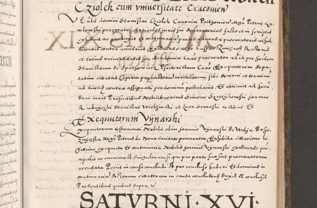 Zdjęcie nr 163 dla obiektu archiwalnego: Acta actorum causarum, sententiarum tam diffinitivarum quam interloquutoriarum, decretorum, obligationum, quietationum, constitutionum procuratorum etc. coram reverendo domino Martino Izdbienski de Russiecz archidiacono Posnaniensi, custode et in spiritualibus vicario generali Cracoviensi, ad annum Domini millesimum quingesimum sexagesimum quintum, cuius indictio octava, pontificatus Pii pape, annus sextus, continuantur