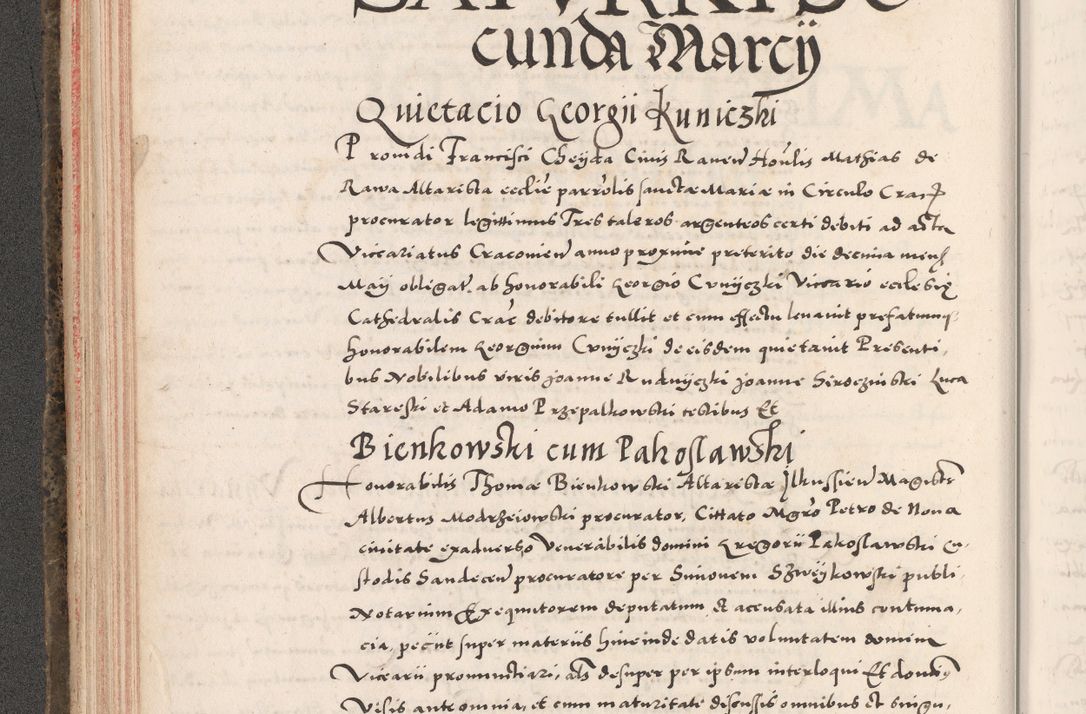 Zdjęcie nr 156 dla obiektu archiwalnego: Acta actorum causarum, sententiarum tam diffinitivarum quam interloquutoriarum, decretorum, obligationum, quietationum, constitutionum procuratorum etc. coram reverendo domino Martino Izdbienski de Russiecz archidiacono Posnaniensi, custode et in spiritualibus vicario generali Cracoviensi, ad annum Domini millesimum quingesimum sexagesimum quintum, cuius indictio octava, pontificatus Pii pape, annus sextus, continuantur