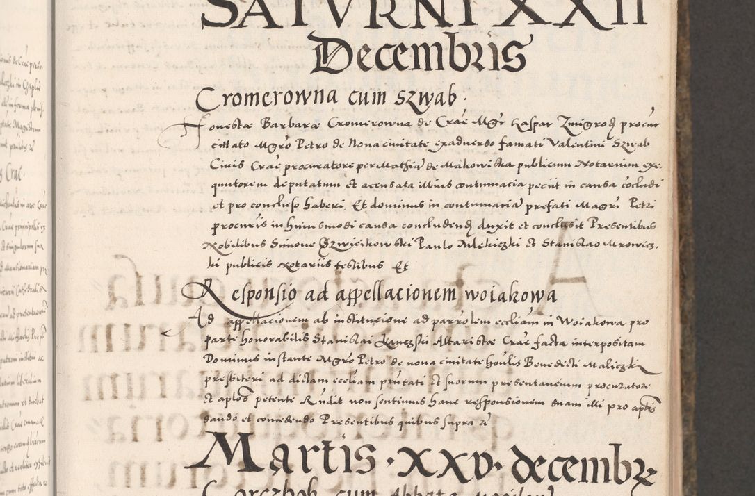 Zdjęcie nr 103 dla obiektu archiwalnego: Acta actorum causarum, sententiarum tam diffinitivarum quam interloquutoriarum, decretorum, obligationum, quietationum, constitutionum procuratorum etc. coram reverendo domino Martino Izdbienski de Russiecz archidiacono Posnaniensi, custode et in spiritualibus vicario generali Cracoviensi, ad annum Domini millesimum quingesimum sexagesimum quintum, cuius indictio octava, pontificatus Pii pape, annus sextus, continuantur