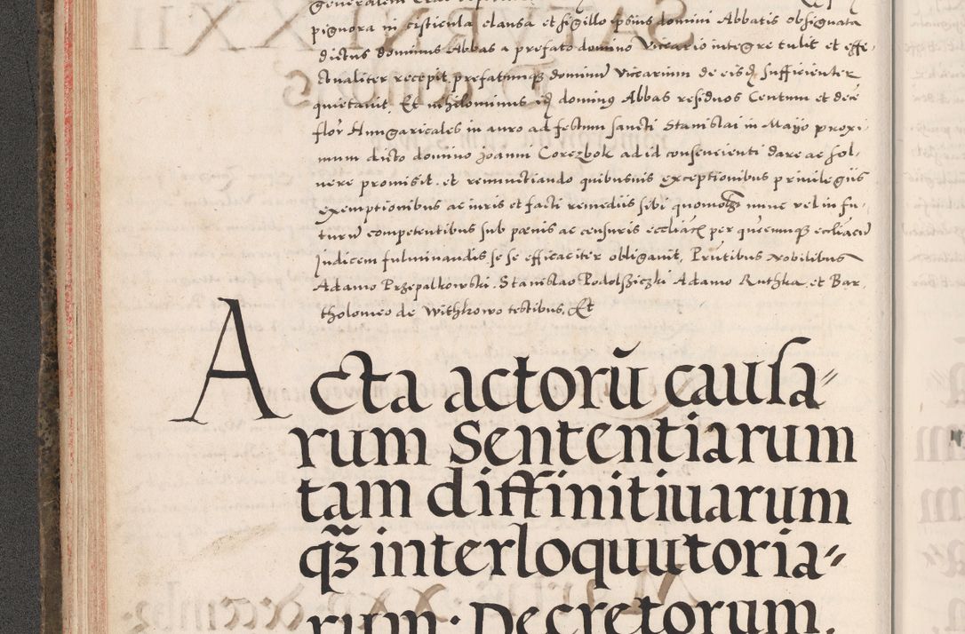 Zdjęcie nr 104 dla obiektu archiwalnego: Acta actorum causarum, sententiarum tam diffinitivarum quam interloquutoriarum, decretorum, obligationum, quietationum, constitutionum procuratorum etc. coram reverendo domino Martino Izdbienski de Russiecz archidiacono Posnaniensi, custode et in spiritualibus vicario generali Cracoviensi, ad annum Domini millesimum quingesimum sexagesimum quintum, cuius indictio octava, pontificatus Pii pape, annus sextus, continuantur