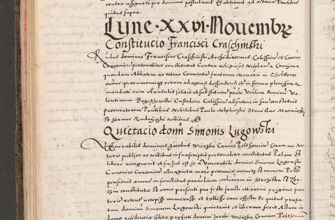 Zdjęcie nr 84 dla obiektu archiwalnego: Acta actorum causarum, sententiarum tam diffinitivarum quam interloquutoriarum, decretorum, obligationum, quietationum, constitutionum procuratorum etc. coram reverendo domino Martino Izdbienski de Russiecz archidiacono Posnaniensi, custode et in spiritualibus vicario generali Cracoviensi, ad annum Domini millesimum quingesimum sexagesimum quintum, cuius indictio octava, pontificatus Pii pape, annus sextus, continuantur