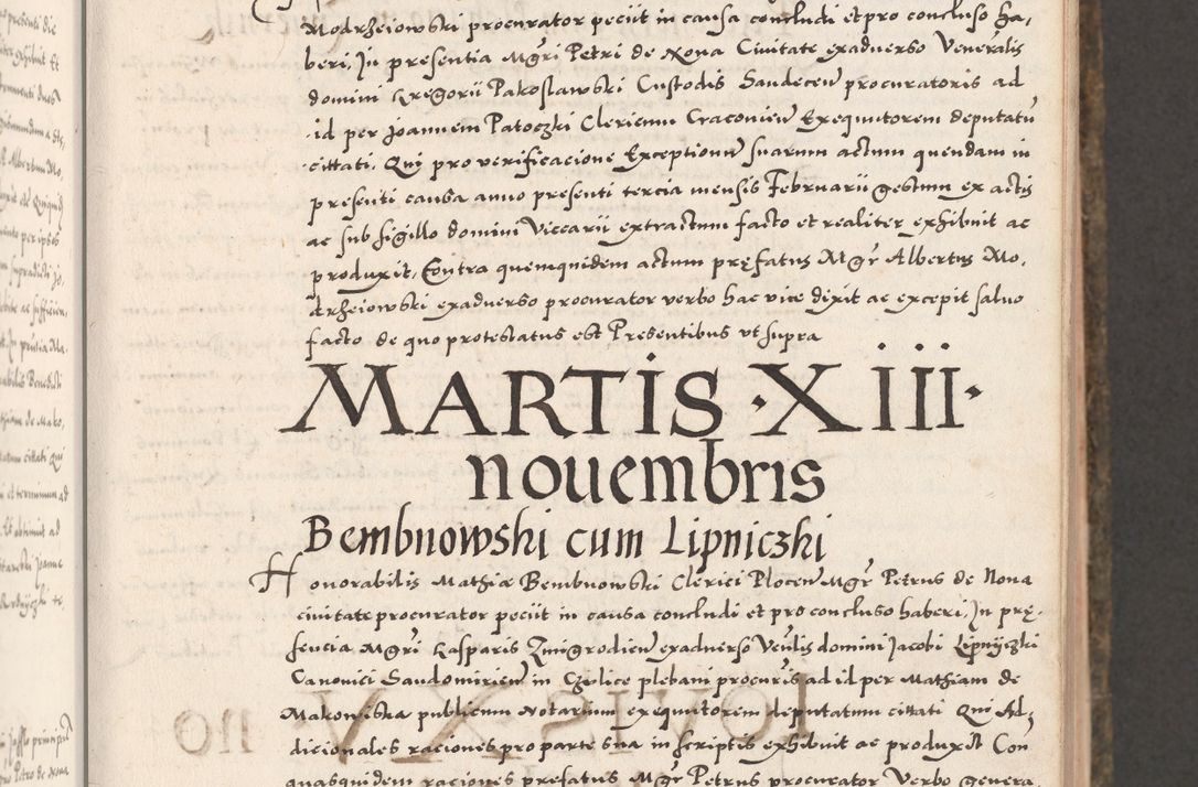 Zdjęcie nr 75 dla obiektu archiwalnego: Acta actorum causarum, sententiarum tam diffinitivarum quam interloquutoriarum, decretorum, obligationum, quietationum, constitutionum procuratorum etc. coram reverendo domino Martino Izdbienski de Russiecz archidiacono Posnaniensi, custode et in spiritualibus vicario generali Cracoviensi, ad annum Domini millesimum quingesimum sexagesimum quintum, cuius indictio octava, pontificatus Pii pape, annus sextus, continuantur