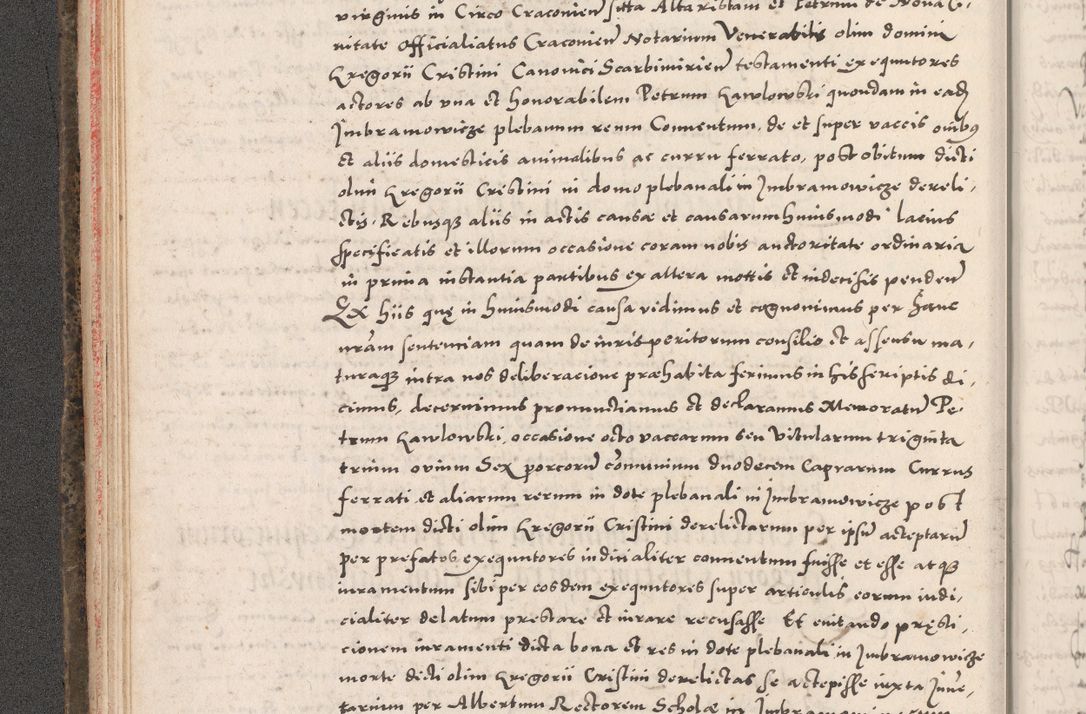 Zdjęcie nr 64 dla obiektu archiwalnego: Acta actorum causarum, sententiarum tam diffinitivarum quam interloquutoriarum, decretorum, obligationum, quietationum, constitutionum procuratorum etc. coram reverendo domino Martino Izdbienski de Russiecz archidiacono Posnaniensi, custode et in spiritualibus vicario generali Cracoviensi, ad annum Domini millesimum quingesimum sexagesimum quintum, cuius indictio octava, pontificatus Pii pape, annus sextus, continuantur