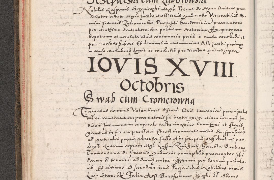 Zdjęcie nr 60 dla obiektu archiwalnego: Acta actorum causarum, sententiarum tam diffinitivarum quam interloquutoriarum, decretorum, obligationum, quietationum, constitutionum procuratorum etc. coram reverendo domino Martino Izdbienski de Russiecz archidiacono Posnaniensi, custode et in spiritualibus vicario generali Cracoviensi, ad annum Domini millesimum quingesimum sexagesimum quintum, cuius indictio octava, pontificatus Pii pape, annus sextus, continuantur