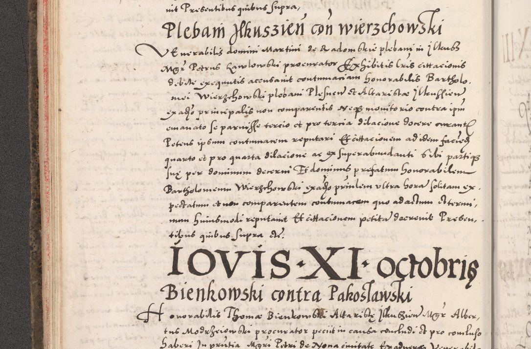 Zdjęcie nr 56 dla obiektu archiwalnego: Acta actorum causarum, sententiarum tam diffinitivarum quam interloquutoriarum, decretorum, obligationum, quietationum, constitutionum procuratorum etc. coram reverendo domino Martino Izdbienski de Russiecz archidiacono Posnaniensi, custode et in spiritualibus vicario generali Cracoviensi, ad annum Domini millesimum quingesimum sexagesimum quintum, cuius indictio octava, pontificatus Pii pape, annus sextus, continuantur