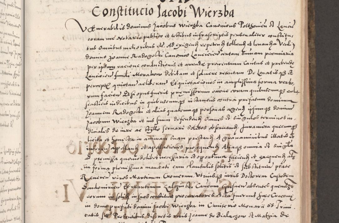 Zdjęcie nr 51 dla obiektu archiwalnego: Acta actorum causarum, sententiarum tam diffinitivarum quam interloquutoriarum, decretorum, obligationum, quietationum, constitutionum procuratorum etc. coram reverendo domino Martino Izdbienski de Russiecz archidiacono Posnaniensi, custode et in spiritualibus vicario generali Cracoviensi, ad annum Domini millesimum quingesimum sexagesimum quintum, cuius indictio octava, pontificatus Pii pape, annus sextus, continuantur