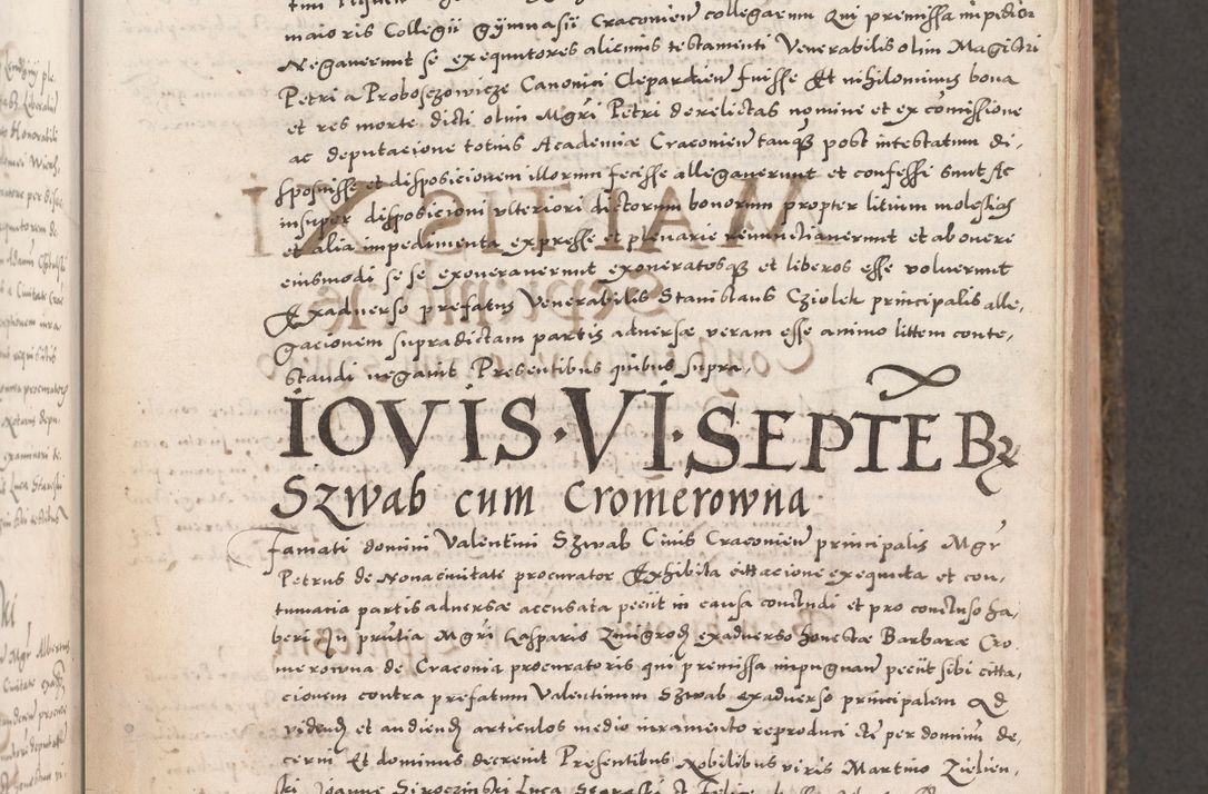 Zdjęcie nr 37 dla obiektu archiwalnego: Acta actorum causarum, sententiarum tam diffinitivarum quam interloquutoriarum, decretorum, obligationum, quietationum, constitutionum procuratorum etc. coram reverendo domino Martino Izdbienski de Russiecz archidiacono Posnaniensi, custode et in spiritualibus vicario generali Cracoviensi, ad annum Domini millesimum quingesimum sexagesimum quintum, cuius indictio octava, pontificatus Pii pape, annus sextus, continuantur