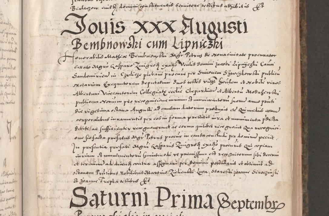 Zdjęcie nr 35 dla obiektu archiwalnego: Acta actorum causarum, sententiarum tam diffinitivarum quam interloquutoriarum, decretorum, obligationum, quietationum, constitutionum procuratorum etc. coram reverendo domino Martino Izdbienski de Russiecz archidiacono Posnaniensi, custode et in spiritualibus vicario generali Cracoviensi, ad annum Domini millesimum quingesimum sexagesimum quintum, cuius indictio octava, pontificatus Pii pape, annus sextus, continuantur
