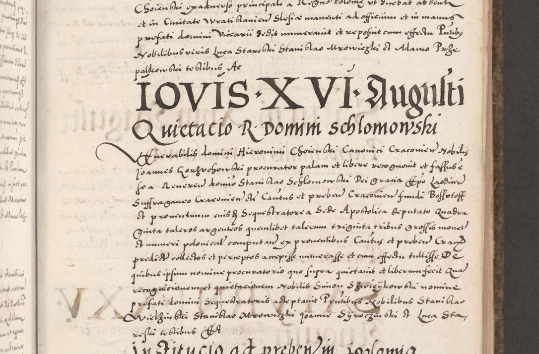 Zdjęcie nr 29 dla obiektu archiwalnego: Acta actorum causarum, sententiarum tam diffinitivarum quam interloquutoriarum, decretorum, obligationum, quietationum, constitutionum procuratorum etc. coram reverendo domino Martino Izdbienski de Russiecz archidiacono Posnaniensi, custode et in spiritualibus vicario generali Cracoviensi, ad annum Domini millesimum quingesimum sexagesimum quintum, cuius indictio octava, pontificatus Pii pape, annus sextus, continuantur