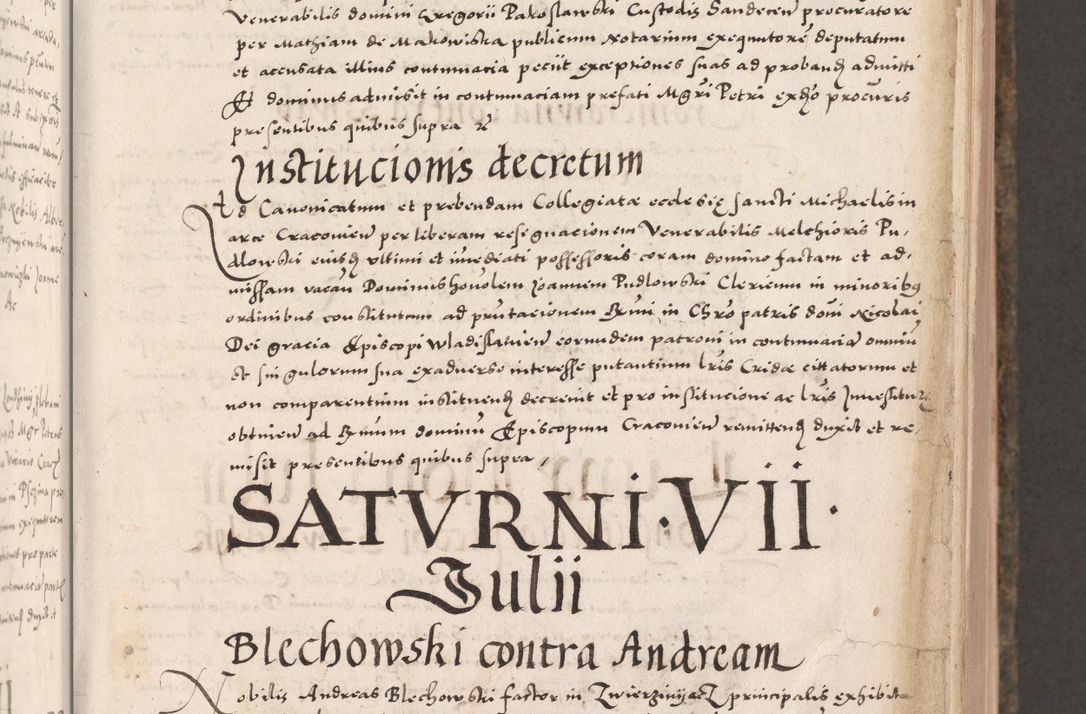 Zdjęcie nr 15 dla obiektu archiwalnego: Acta actorum causarum, sententiarum tam diffinitivarum quam interloquutoriarum, decretorum, obligationum, quietationum, constitutionum procuratorum etc. coram reverendo domino Martino Izdbienski de Russiecz archidiacono Posnaniensi, custode et in spiritualibus vicario generali Cracoviensi, ad annum Domini millesimum quingesimum sexagesimum quintum, cuius indictio octava, pontificatus Pii pape, annus sextus, continuantur