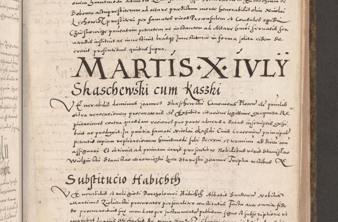 Zdjęcie nr 17 dla obiektu archiwalnego: Acta actorum causarum, sententiarum tam diffinitivarum quam interloquutoriarum, decretorum, obligationum, quietationum, constitutionum procuratorum etc. coram reverendo domino Martino Izdbienski de Russiecz archidiacono Posnaniensi, custode et in spiritualibus vicario generali Cracoviensi, ad annum Domini millesimum quingesimum sexagesimum quintum, cuius indictio octava, pontificatus Pii pape, annus sextus, continuantur