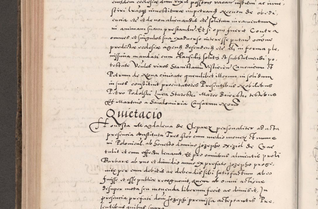 Zdjęcie nr 800 dla obiektu archiwalnego: Acta actorum causarum, sententiarum tam diffinitivarum quam interloquutoriarum, decretorum, obligationum, quietationum, constitutionum procuratorum etc. coram reverendo domino Martino Izdbienski de Russiecz archidiacono Posnaniensi, custode et in spiritualibus vicario generali Cracoviensi, ad annum Domini millesimum quingesimum sexagesimum quintum, cuius indictio octava, pontificatus Pii pape, annus sextus, continuantur