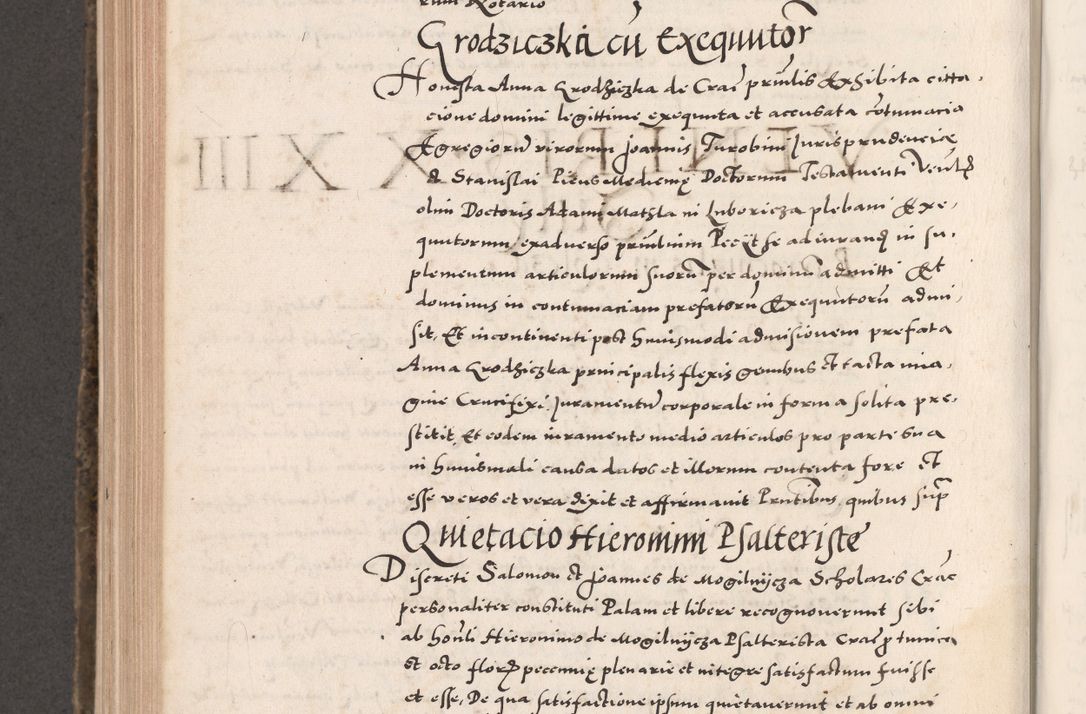 Zdjęcie nr 742 dla obiektu archiwalnego: Acta actorum causarum, sententiarum tam diffinitivarum quam interloquutoriarum, decretorum, obligationum, quietationum, constitutionum procuratorum etc. coram reverendo domino Martino Izdbienski de Russiecz archidiacono Posnaniensi, custode et in spiritualibus vicario generali Cracoviensi, ad annum Domini millesimum quingesimum sexagesimum quintum, cuius indictio octava, pontificatus Pii pape, annus sextus, continuantur
