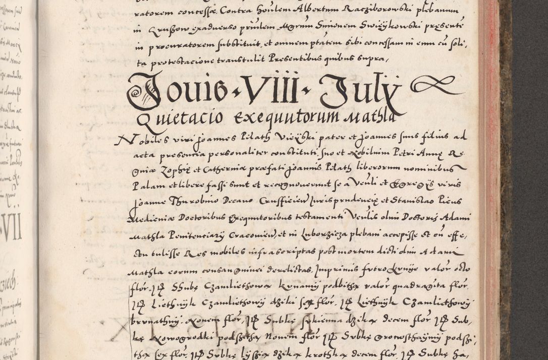 Zdjęcie nr 727 dla obiektu archiwalnego: Acta actorum causarum, sententiarum tam diffinitivarum quam interloquutoriarum, decretorum, obligationum, quietationum, constitutionum procuratorum etc. coram reverendo domino Martino Izdbienski de Russiecz archidiacono Posnaniensi, custode et in spiritualibus vicario generali Cracoviensi, ad annum Domini millesimum quingesimum sexagesimum quintum, cuius indictio octava, pontificatus Pii pape, annus sextus, continuantur