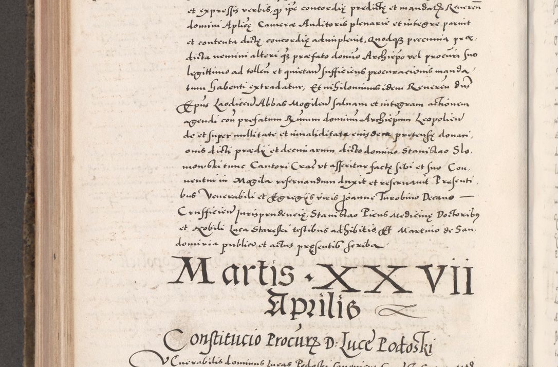 Zdjęcie nr 638 dla obiektu archiwalnego: Acta actorum causarum, sententiarum tam diffinitivarum quam interloquutoriarum, decretorum, obligationum, quietationum, constitutionum procuratorum etc. coram reverendo domino Martino Izdbienski de Russiecz archidiacono Posnaniensi, custode et in spiritualibus vicario generali Cracoviensi, ad annum Domini millesimum quingesimum sexagesimum quintum, cuius indictio octava, pontificatus Pii pape, annus sextus, continuantur