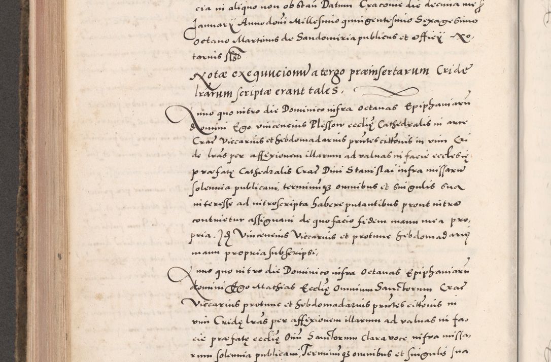 Zdjęcie nr 566 dla obiektu archiwalnego: Acta actorum causarum, sententiarum tam diffinitivarum quam interloquutoriarum, decretorum, obligationum, quietationum, constitutionum procuratorum etc. coram reverendo domino Martino Izdbienski de Russiecz archidiacono Posnaniensi, custode et in spiritualibus vicario generali Cracoviensi, ad annum Domini millesimum quingesimum sexagesimum quintum, cuius indictio octava, pontificatus Pii pape, annus sextus, continuantur