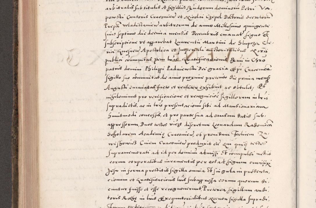Zdjęcie nr 512 dla obiektu archiwalnego: Acta actorum causarum, sententiarum tam diffinitivarum quam interloquutoriarum, decretorum, obligationum, quietationum, constitutionum procuratorum etc. coram reverendo domino Martino Izdbienski de Russiecz archidiacono Posnaniensi, custode et in spiritualibus vicario generali Cracoviensi, ad annum Domini millesimum quingesimum sexagesimum quintum, cuius indictio octava, pontificatus Pii pape, annus sextus, continuantur