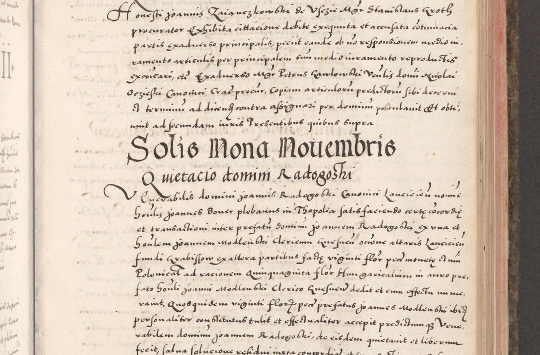 Zdjęcie nr 463 dla obiektu archiwalnego: Acta actorum causarum, sententiarum tam diffinitivarum quam interloquutoriarum, decretorum, obligationum, quietationum, constitutionum procuratorum etc. coram reverendo domino Martino Izdbienski de Russiecz archidiacono Posnaniensi, custode et in spiritualibus vicario generali Cracoviensi, ad annum Domini millesimum quingesimum sexagesimum quintum, cuius indictio octava, pontificatus Pii pape, annus sextus, continuantur