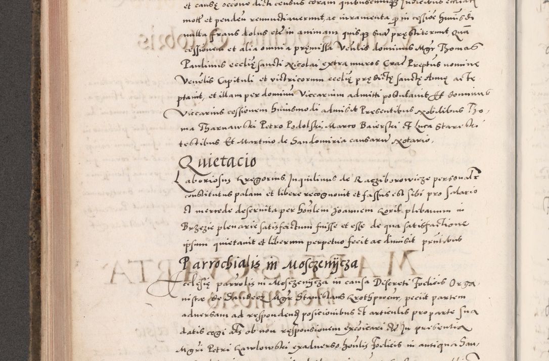Zdjęcie nr 458 dla obiektu archiwalnego: Acta actorum causarum, sententiarum tam diffinitivarum quam interloquutoriarum, decretorum, obligationum, quietationum, constitutionum procuratorum etc. coram reverendo domino Martino Izdbienski de Russiecz archidiacono Posnaniensi, custode et in spiritualibus vicario generali Cracoviensi, ad annum Domini millesimum quingesimum sexagesimum quintum, cuius indictio octava, pontificatus Pii pape, annus sextus, continuantur