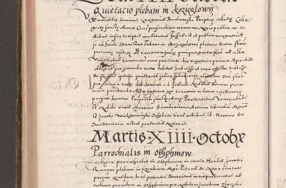 Zdjęcie nr 452 dla obiektu archiwalnego: Acta actorum causarum, sententiarum tam diffinitivarum quam interloquutoriarum, decretorum, obligationum, quietationum, constitutionum procuratorum etc. coram reverendo domino Martino Izdbienski de Russiecz archidiacono Posnaniensi, custode et in spiritualibus vicario generali Cracoviensi, ad annum Domini millesimum quingesimum sexagesimum quintum, cuius indictio octava, pontificatus Pii pape, annus sextus, continuantur