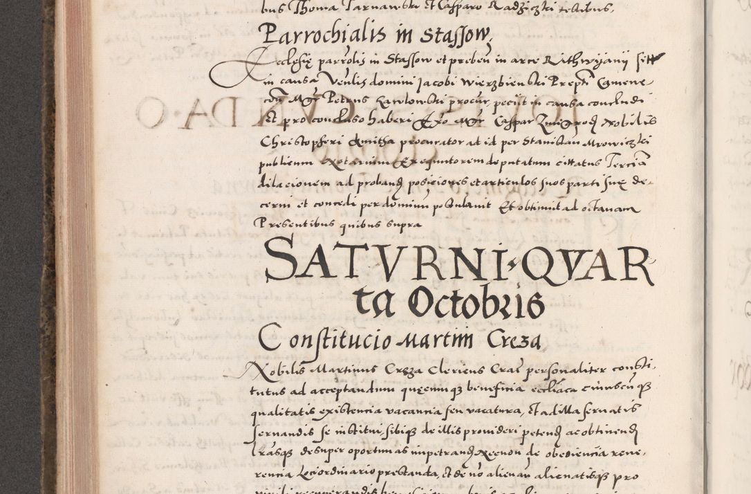 Zdjęcie nr 450 dla obiektu archiwalnego: Acta actorum causarum, sententiarum tam diffinitivarum quam interloquutoriarum, decretorum, obligationum, quietationum, constitutionum procuratorum etc. coram reverendo domino Martino Izdbienski de Russiecz archidiacono Posnaniensi, custode et in spiritualibus vicario generali Cracoviensi, ad annum Domini millesimum quingesimum sexagesimum quintum, cuius indictio octava, pontificatus Pii pape, annus sextus, continuantur