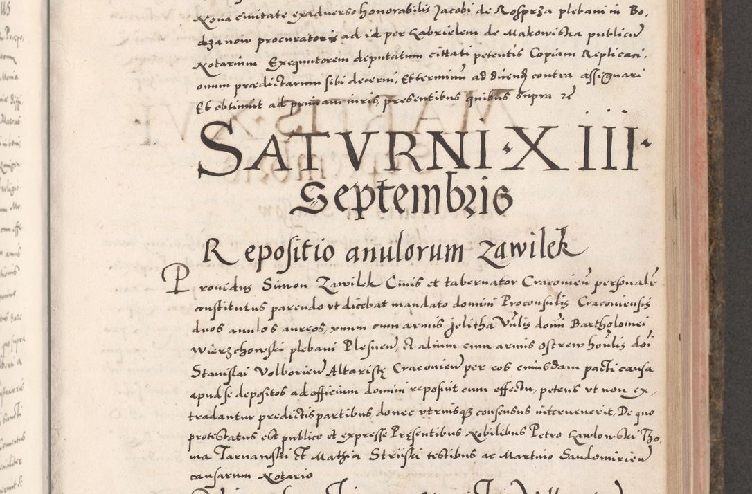 Zdjęcie nr 443 dla obiektu archiwalnego: Acta actorum causarum, sententiarum tam diffinitivarum quam interloquutoriarum, decretorum, obligationum, quietationum, constitutionum procuratorum etc. coram reverendo domino Martino Izdbienski de Russiecz archidiacono Posnaniensi, custode et in spiritualibus vicario generali Cracoviensi, ad annum Domini millesimum quingesimum sexagesimum quintum, cuius indictio octava, pontificatus Pii pape, annus sextus, continuantur