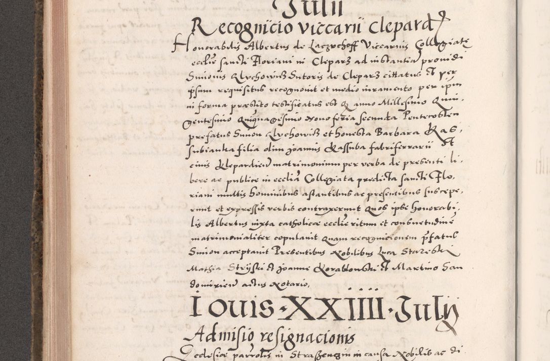 Zdjęcie nr 424 dla obiektu archiwalnego: Acta actorum causarum, sententiarum tam diffinitivarum quam interloquutoriarum, decretorum, obligationum, quietationum, constitutionum procuratorum etc. coram reverendo domino Martino Izdbienski de Russiecz archidiacono Posnaniensi, custode et in spiritualibus vicario generali Cracoviensi, ad annum Domini millesimum quingesimum sexagesimum quintum, cuius indictio octava, pontificatus Pii pape, annus sextus, continuantur