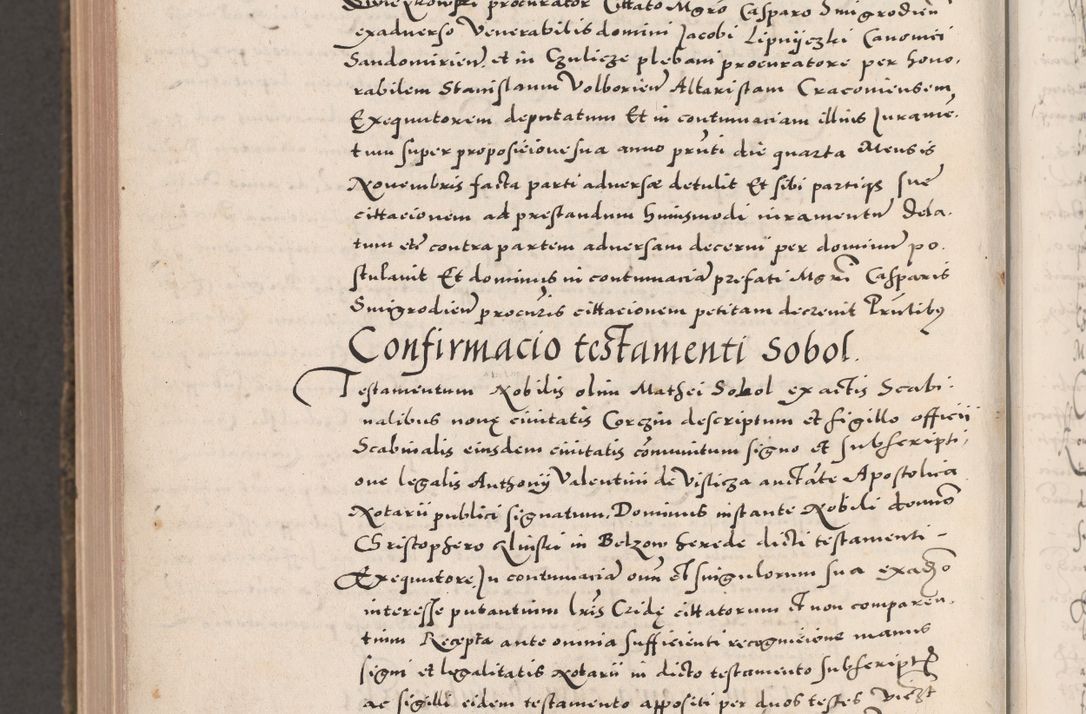 Zdjęcie nr 1202 dla obiektu archiwalnego: Acta actorum causarum, sententiarum tam diffinitivarum quam interloquutoriarum, decretorum, obligationum, quietationum, constitutionum procuratorum etc. coram reverendo domino Martino Izdbienski de Russiecz archidiacono Posnaniensi, custode et in spiritualibus vicario generali Cracoviensi, ad annum Domini millesimum quingesimum sexagesimum quintum, cuius indictio octava, pontificatus Pii pape, annus sextus, continuantur