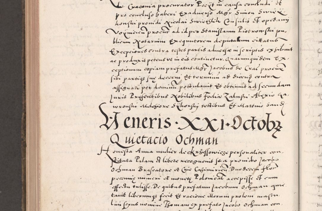 Zdjęcie nr 1174 dla obiektu archiwalnego: Acta actorum causarum, sententiarum tam diffinitivarum quam interloquutoriarum, decretorum, obligationum, quietationum, constitutionum procuratorum etc. coram reverendo domino Martino Izdbienski de Russiecz archidiacono Posnaniensi, custode et in spiritualibus vicario generali Cracoviensi, ad annum Domini millesimum quingesimum sexagesimum quintum, cuius indictio octava, pontificatus Pii pape, annus sextus, continuantur