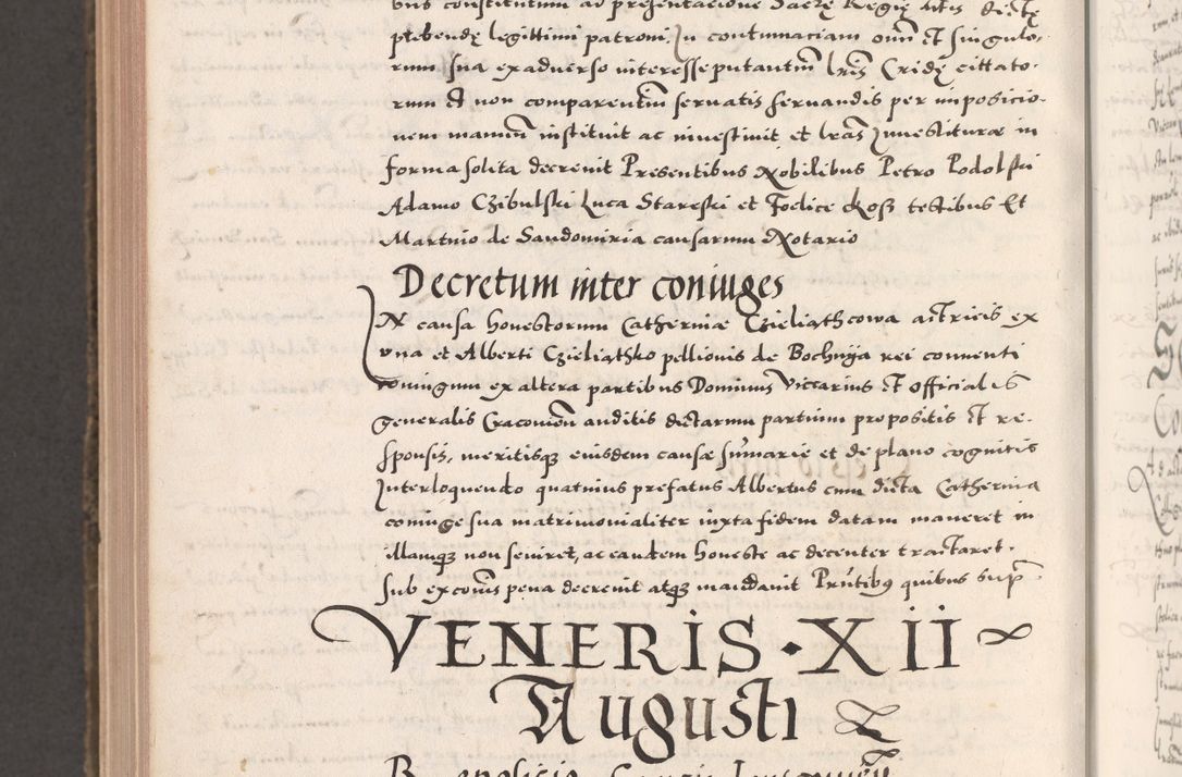Zdjęcie nr 1114 dla obiektu archiwalnego: Acta actorum causarum, sententiarum tam diffinitivarum quam interloquutoriarum, decretorum, obligationum, quietationum, constitutionum procuratorum etc. coram reverendo domino Martino Izdbienski de Russiecz archidiacono Posnaniensi, custode et in spiritualibus vicario generali Cracoviensi, ad annum Domini millesimum quingesimum sexagesimum quintum, cuius indictio octava, pontificatus Pii pape, annus sextus, continuantur