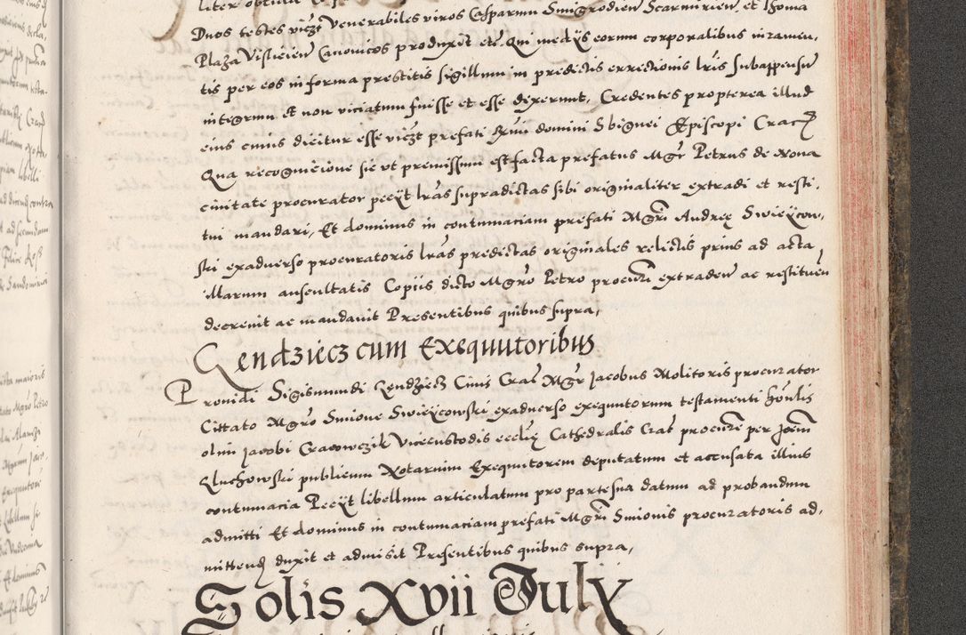 Zdjęcie nr 1107 dla obiektu archiwalnego: Acta actorum causarum, sententiarum tam diffinitivarum quam interloquutoriarum, decretorum, obligationum, quietationum, constitutionum procuratorum etc. coram reverendo domino Martino Izdbienski de Russiecz archidiacono Posnaniensi, custode et in spiritualibus vicario generali Cracoviensi, ad annum Domini millesimum quingesimum sexagesimum quintum, cuius indictio octava, pontificatus Pii pape, annus sextus, continuantur