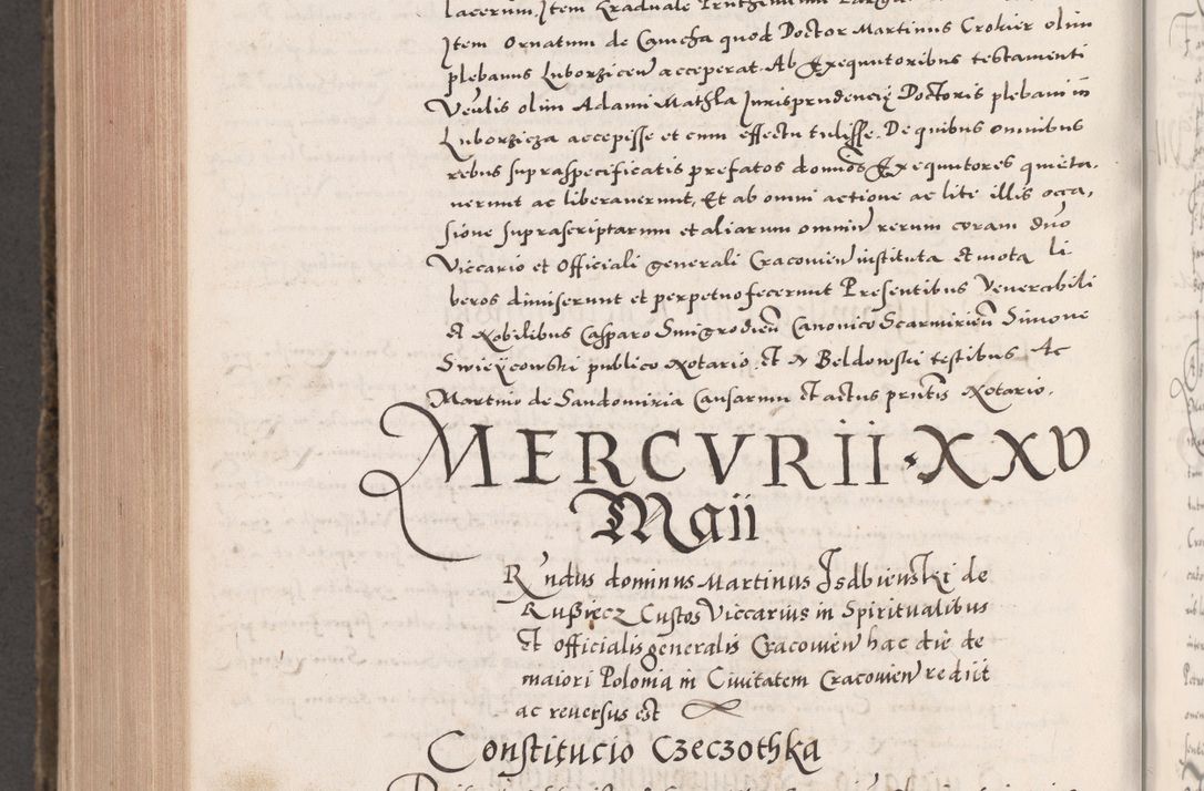 Zdjęcie nr 1062 dla obiektu archiwalnego: Acta actorum causarum, sententiarum tam diffinitivarum quam interloquutoriarum, decretorum, obligationum, quietationum, constitutionum procuratorum etc. coram reverendo domino Martino Izdbienski de Russiecz archidiacono Posnaniensi, custode et in spiritualibus vicario generali Cracoviensi, ad annum Domini millesimum quingesimum sexagesimum quintum, cuius indictio octava, pontificatus Pii pape, annus sextus, continuantur