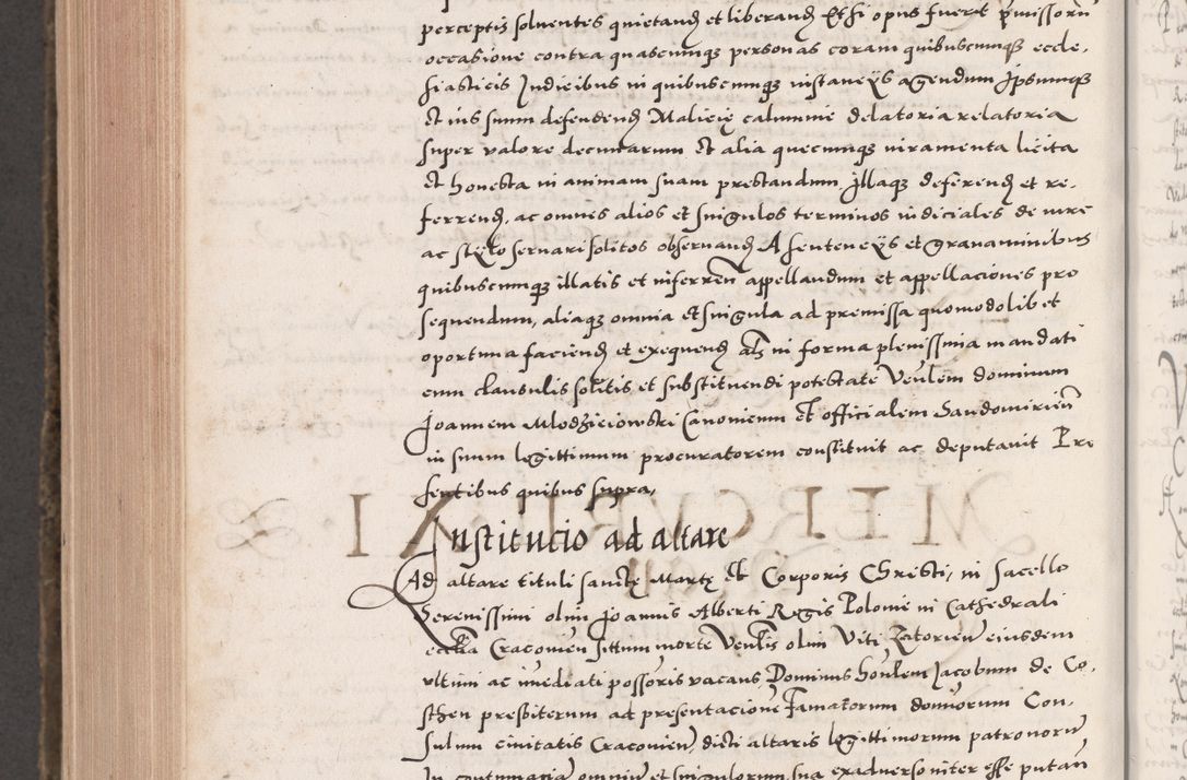 Zdjęcie nr 1046 dla obiektu archiwalnego: Acta actorum causarum, sententiarum tam diffinitivarum quam interloquutoriarum, decretorum, obligationum, quietationum, constitutionum procuratorum etc. coram reverendo domino Martino Izdbienski de Russiecz archidiacono Posnaniensi, custode et in spiritualibus vicario generali Cracoviensi, ad annum Domini millesimum quingesimum sexagesimum quintum, cuius indictio octava, pontificatus Pii pape, annus sextus, continuantur
