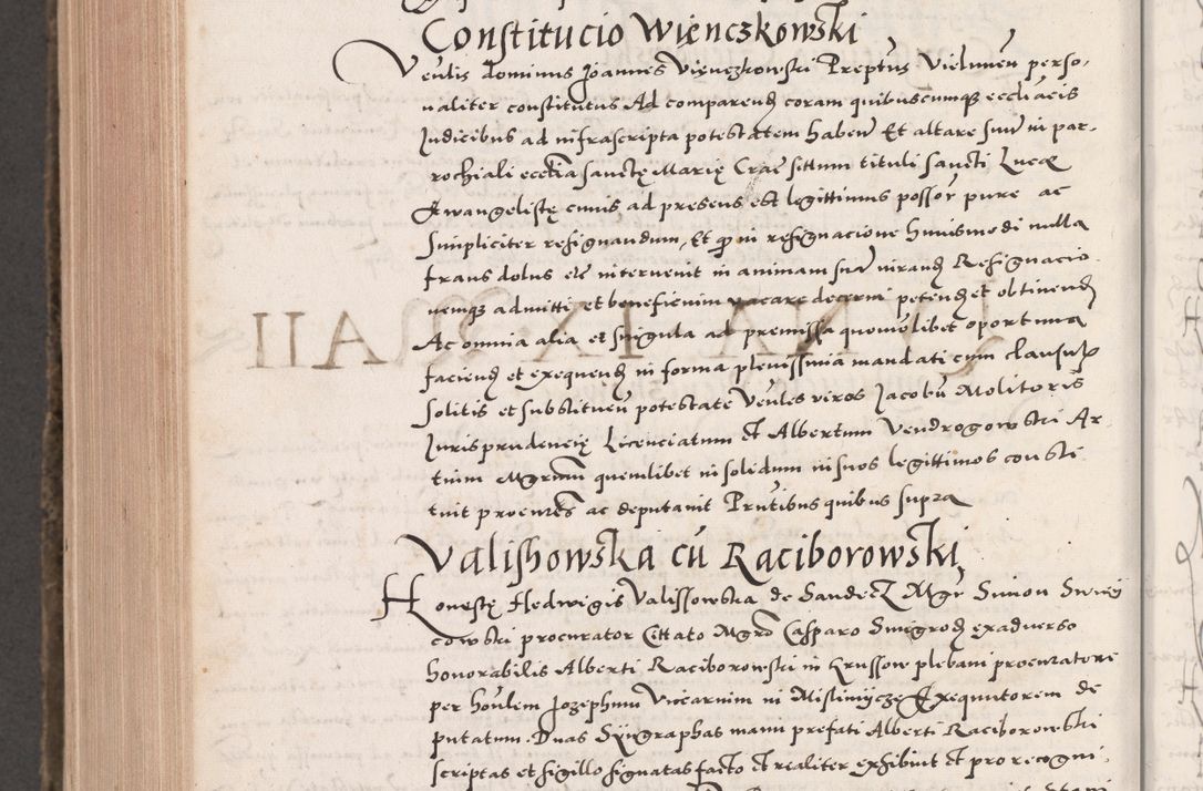 Zdjęcie nr 1044 dla obiektu archiwalnego: Acta actorum causarum, sententiarum tam diffinitivarum quam interloquutoriarum, decretorum, obligationum, quietationum, constitutionum procuratorum etc. coram reverendo domino Martino Izdbienski de Russiecz archidiacono Posnaniensi, custode et in spiritualibus vicario generali Cracoviensi, ad annum Domini millesimum quingesimum sexagesimum quintum, cuius indictio octava, pontificatus Pii pape, annus sextus, continuantur