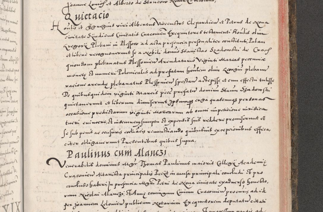 Zdjęcie nr 1035 dla obiektu archiwalnego: Acta actorum causarum, sententiarum tam diffinitivarum quam interloquutoriarum, decretorum, obligationum, quietationum, constitutionum procuratorum etc. coram reverendo domino Martino Izdbienski de Russiecz archidiacono Posnaniensi, custode et in spiritualibus vicario generali Cracoviensi, ad annum Domini millesimum quingesimum sexagesimum quintum, cuius indictio octava, pontificatus Pii pape, annus sextus, continuantur