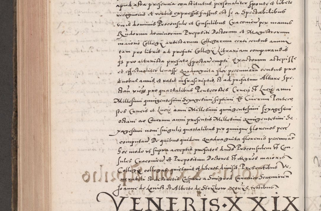 Zdjęcie nr 1034 dla obiektu archiwalnego: Acta actorum causarum, sententiarum tam diffinitivarum quam interloquutoriarum, decretorum, obligationum, quietationum, constitutionum procuratorum etc. coram reverendo domino Martino Izdbienski de Russiecz archidiacono Posnaniensi, custode et in spiritualibus vicario generali Cracoviensi, ad annum Domini millesimum quingesimum sexagesimum quintum, cuius indictio octava, pontificatus Pii pape, annus sextus, continuantur