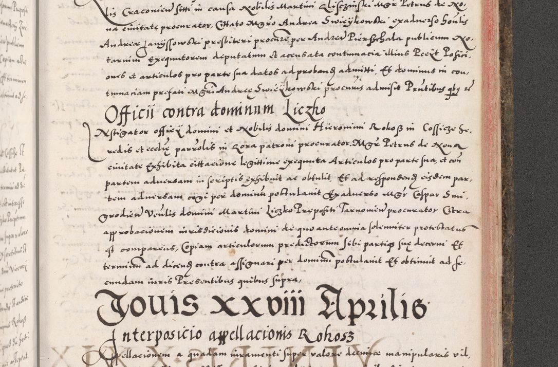 Zdjęcie nr 1033 dla obiektu archiwalnego: Acta actorum causarum, sententiarum tam diffinitivarum quam interloquutoriarum, decretorum, obligationum, quietationum, constitutionum procuratorum etc. coram reverendo domino Martino Izdbienski de Russiecz archidiacono Posnaniensi, custode et in spiritualibus vicario generali Cracoviensi, ad annum Domini millesimum quingesimum sexagesimum quintum, cuius indictio octava, pontificatus Pii pape, annus sextus, continuantur