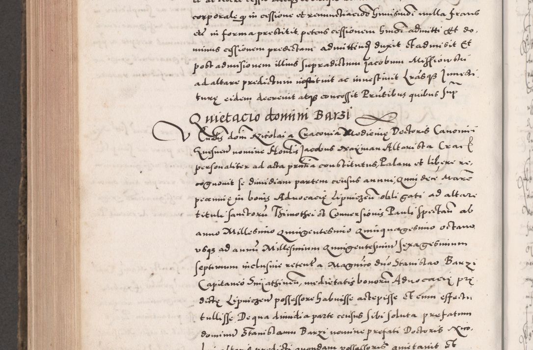 Zdjęcie nr 988 dla obiektu archiwalnego: Acta actorum causarum, sententiarum tam diffinitivarum quam interloquutoriarum, decretorum, obligationum, quietationum, constitutionum procuratorum etc. coram reverendo domino Martino Izdbienski de Russiecz archidiacono Posnaniensi, custode et in spiritualibus vicario generali Cracoviensi, ad annum Domini millesimum quingesimum sexagesimum quintum, cuius indictio octava, pontificatus Pii pape, annus sextus, continuantur